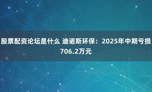 股票配资论坛是什么 迪诺斯环保：2025年中期亏损706.2万元
